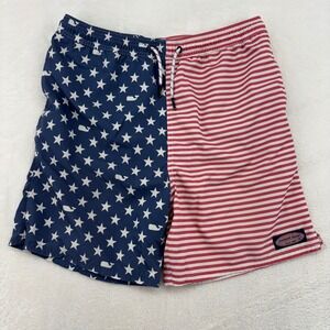 Vineyard Vines Mens XL Swim Trunks Stars and Stripes Patriotic Board Shorts Red
